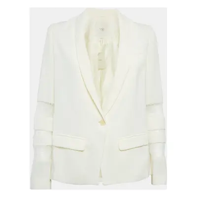 Maje Cream Crepe Lace Trimmed Blazer