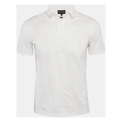 Emporio Armani Essential White Cotton Jersey Polo T-Shirt