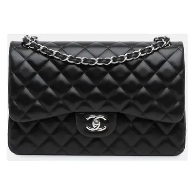 Chanel Black Jumbo Classic Lambskin Double Flap Shoulder Bag