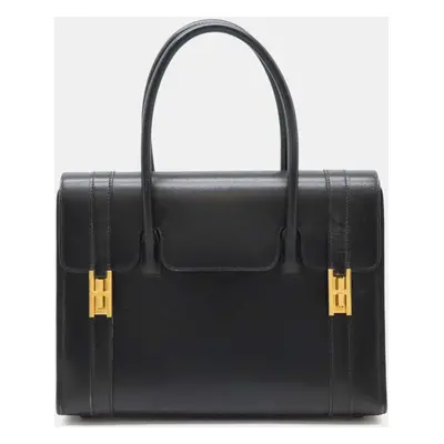 Hermes Black Leather Drag Handbag