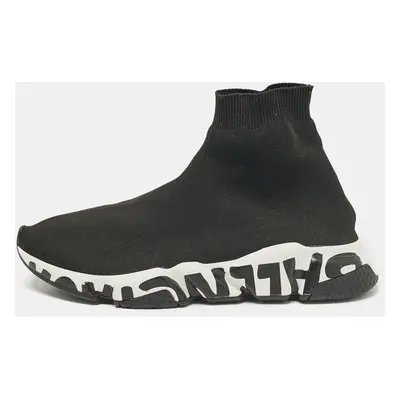 Balenciaga Black Knit Fabric Graffiti Speed Trainer Sneakers Size