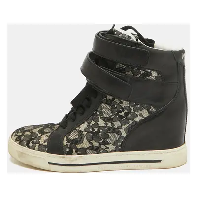 Marc by Marc Jacobs Black Leather and Mesh High Top Sneakers Size