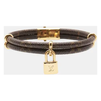 Louis Vuitton Keep It Twice Brown Monogram Canvas Gold Tone Metal Bracelet