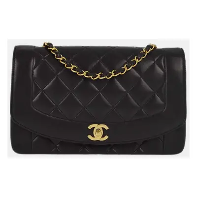 Chanel Black Lambskin Quilted Medium Diana Shoulder Bag