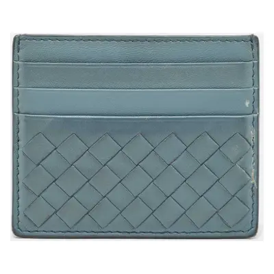 Bottega Veneta Light Blue Intrecciato Leather Card Holder