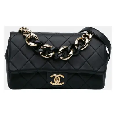 Chanel Black Small Lambskin Elegant Chain Single Flap