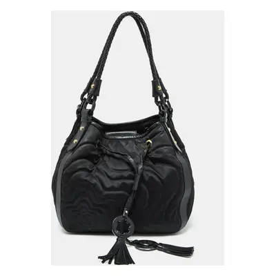 Montblanc Black Nylon and Leather Starisma Dalila Drawstring Bag