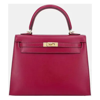 Hermes Rubis Tadelakt Leather Kelly Sellier Bag