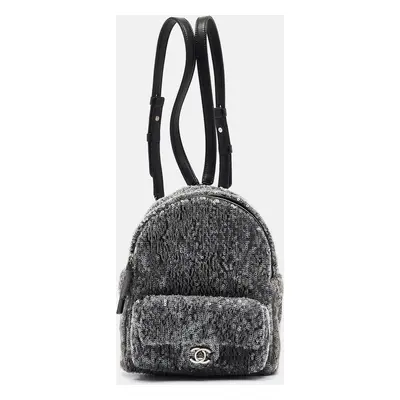 Chanel Ash Grey Sequins Mini Waterfall Backpack