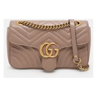 Gucci Nude Pink Matelassé Leather GG Marmont Shoulder Bag