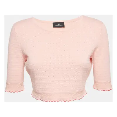 Elisabetta Franchi Pink Textured Knit Sweater Top