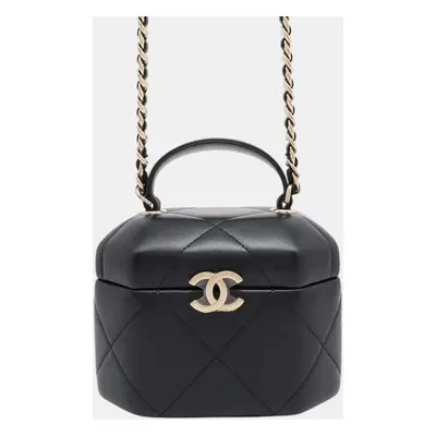 Chanel Black Lambskin Chain Shoulder Vanity Bag