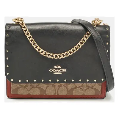 Coach Multicolor Signature Coated Canvas, Python Embossed and Leather Mini Klare Shoulder Bag