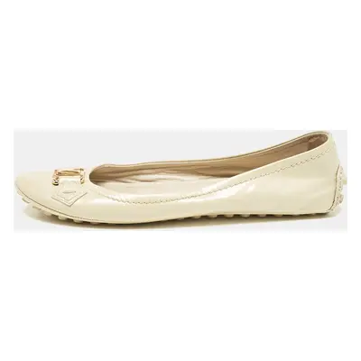 Louis Vuitton Cream Patent Leather Oxford Ballet Flats Size