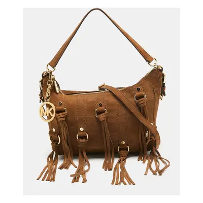 MICHAEL Michael Kors Brown Suede Fringe Presley Shoulder Bag