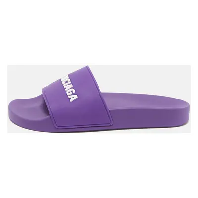 Balenciaga Purple Rubber Logo Pool Slides Size