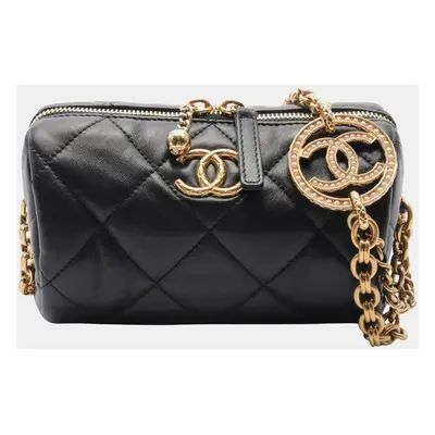 Chanel Black Leather Bowling Shoulder Bag