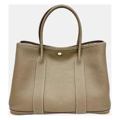 Hermes Beige Leather Garden Party PM Handbag