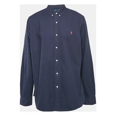 Ralph Lauren Navy Blue Logo Embroidered Button Down Shirt