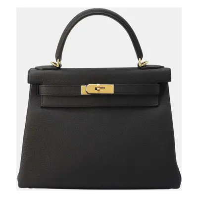 Hermes Black Togo Leather Kelly Retourne Shoulder Bag