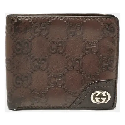 Gucci Brown Guccissima Leather Interlocking G Bifold Wallet