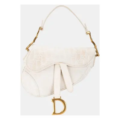 Dior White Mini Oblique Saddle