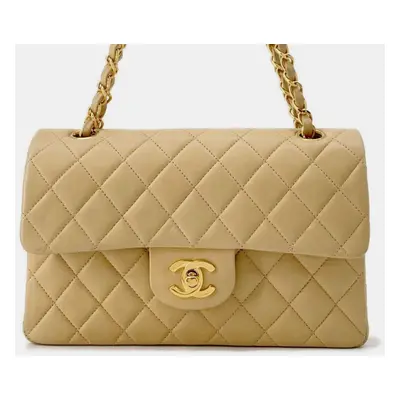 Chanel Beige Lambskin Leather Chain Shoulder Bag