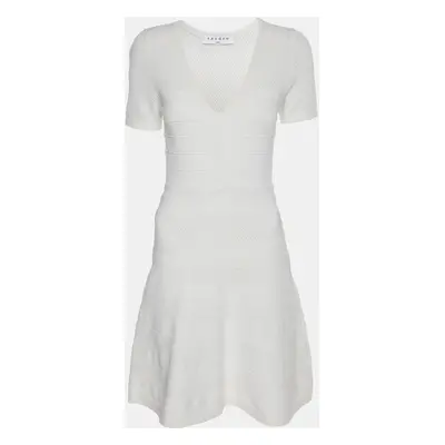 Sandro White Stretch Knit Fabric Mini Dress