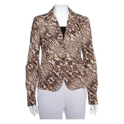 Just Cavalli Brown Printed Cotton Blazer