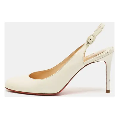 Christian Louboutin White Patent Leather Slingback Pumps Size