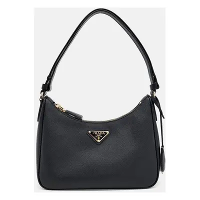 Prada Black Leather Hobo Bag