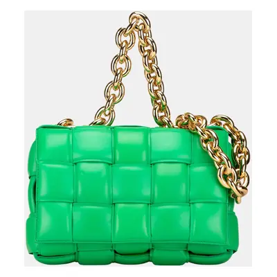 Bottega Veneta Green Nappa Intrecciato Padded Chain Cassette Satchel