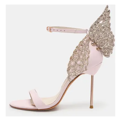 Sophia Webster Pink Glitter and Leather Chiara Butterfly Ankle Strap Sandals Size