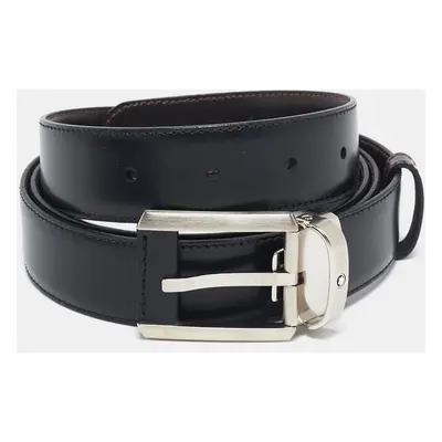 Montblanc Black/Brown Leather Cut to Size Reversible Buckle Belt