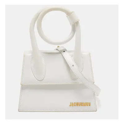 Jacquemus White Leather Le Chiquito Noeud Top Handle Bag