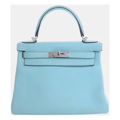 Hermes Bleu Atoll Togo Leather Kelly Bag