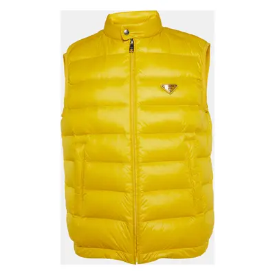 Prada Yellow Nylon Zip-Up Puffer Vest