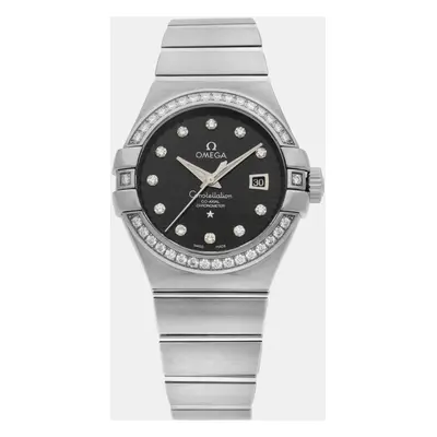 Omega Black 18K White Gold Constellation 123.55.31.20.51.001 Automatic Women's Wristwatch 33mm