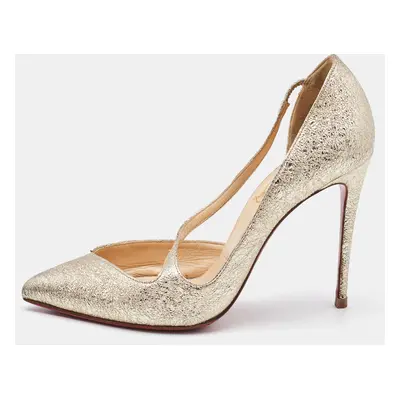 Christian Louboutin Gold Textured Leather Jumping Pumps Size