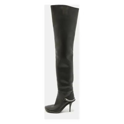 Stella McCartney Black Leather Over The Knee Boots Size