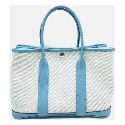 Hermes White Canvas Garden Party TPM Handbag