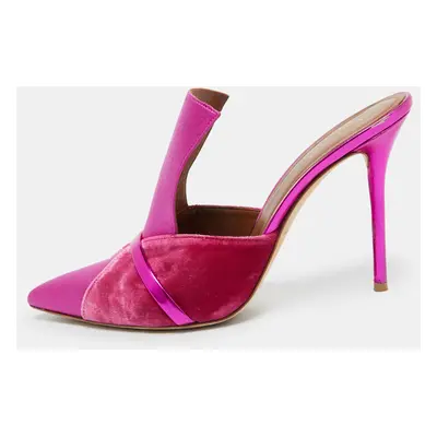 Malone Souliers Pink Satin and Velvet Danielle Mules Size 40.5