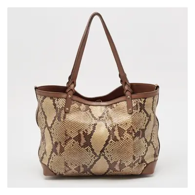 Gucci Brown Python and Leather Craft Tote