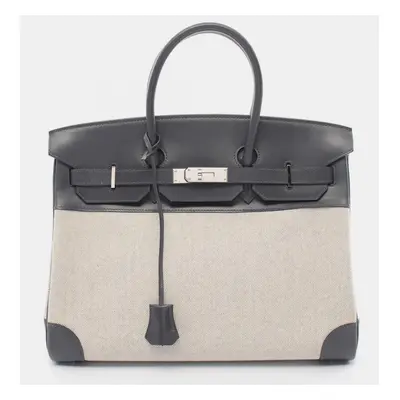 Hermes Gray Tone Leather Birkin Tote Bag