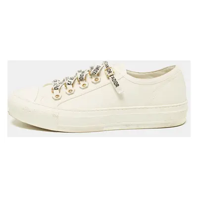 Dior White Canvas Walk'n'Dior Low Top Sneakers Size 38.5