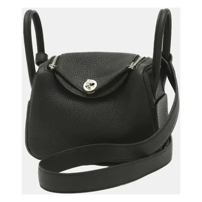 Hermes Black Taurillon Clemence Lindy Shoulder Bag