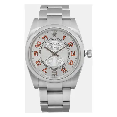 Rolex Silver Stainless Steel Air King Automatic Women's Wristwatch