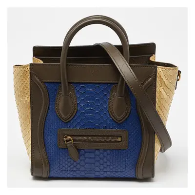 Celine Tri Color Python and Leather Nano Luggage Tote