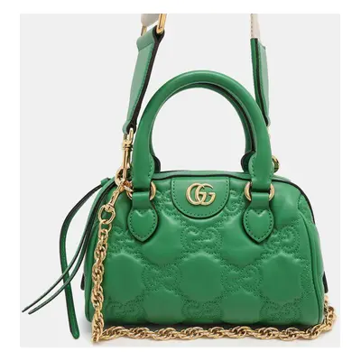 Gucci Green Leather GG Boston Shoulder Bag