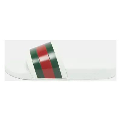 Gucci White Rubber Pursuit Pool Slides Size